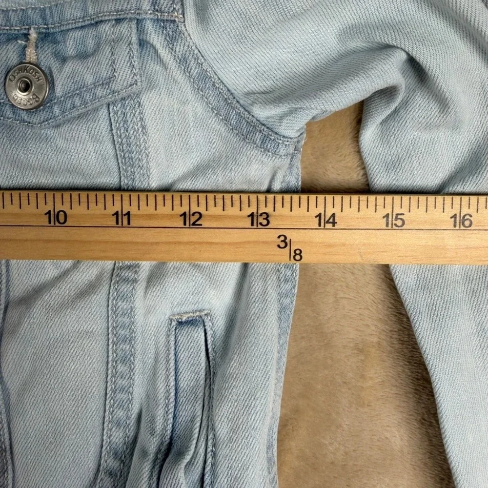 OshKosh B'gosh Kids Light Wash Denim Trucker Jacket Size 6/6x Light Blue Cotton